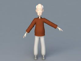 Rigged Old Man Cartoon 3d model preview