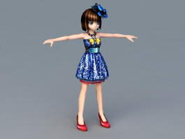 Little Fashion Girl 3d model preview
