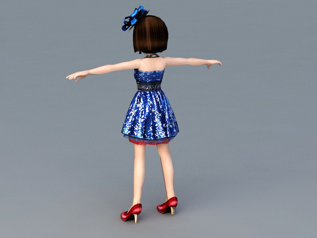 Little Fashion Girl 3d rendering
