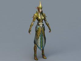 Female Elf Warrior 3d model preview