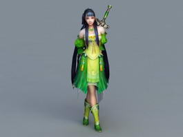 Chinese Swordswoman Rigged 3d model preview