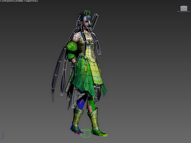 Chinese Swordswoman Rigged 3d rendering