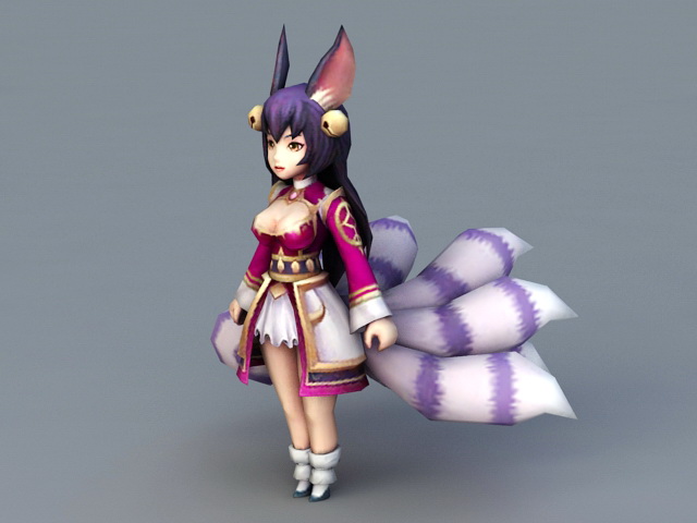Nine-Tailed Fox Spirit Anime Girl 3d model - CadNav