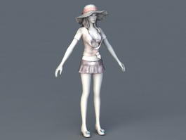 Summer Beach Girl 3d model preview