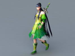 Female Swordswoman Walking Rigged 3d model preview