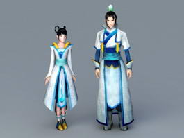 Ancient Chinese Anime Couples 3d model preview