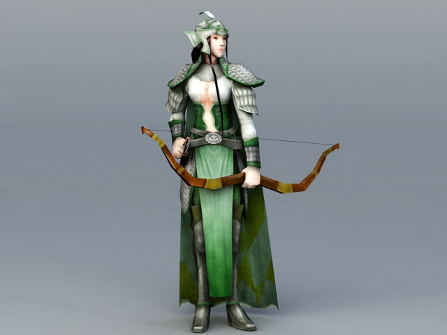 Female Medieval Archer 3d rendering