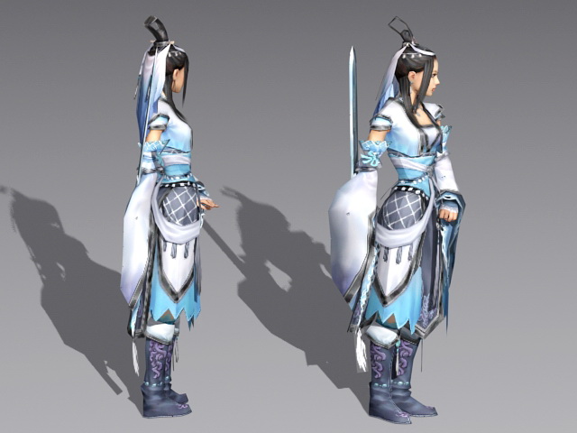 Ancient Chinese Swordswoman 3d rendering