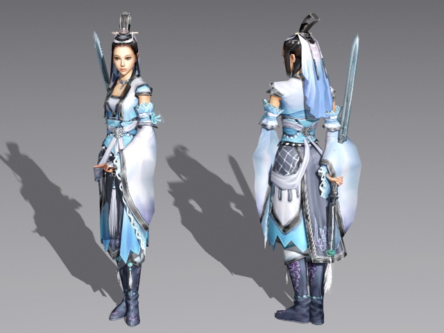 Ancient Chinese Swordswoman 3d rendering