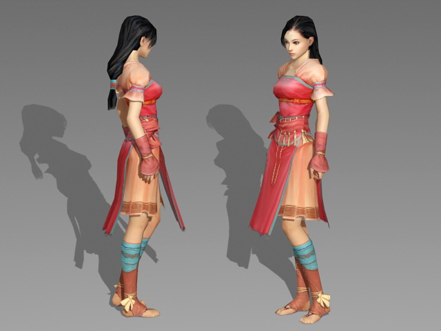 Pretty Chinese Warrior Girl 3d rendering