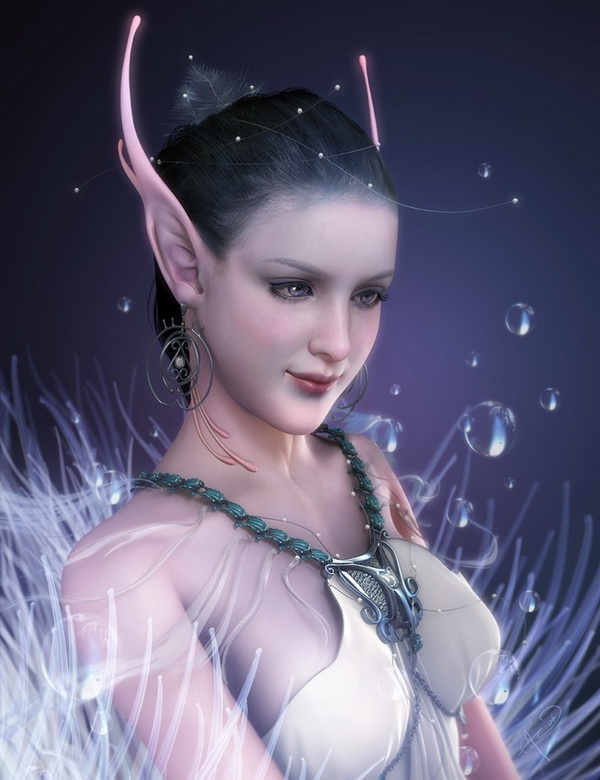 Female Elf Bust 3d rendering