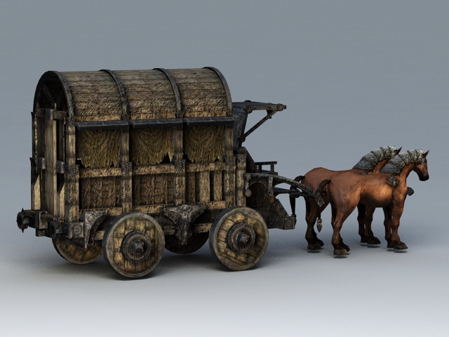 Old Horse-Drawn Carriage 3d model 3ds Max files free download