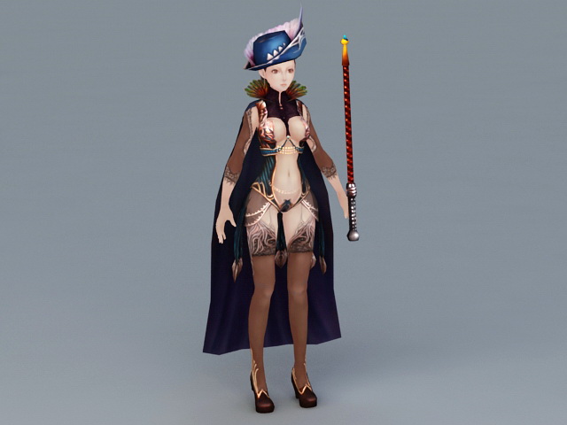 Female Magician 3d rendering