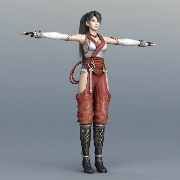 Beautiful Female Warrior Rigged 3d rendering