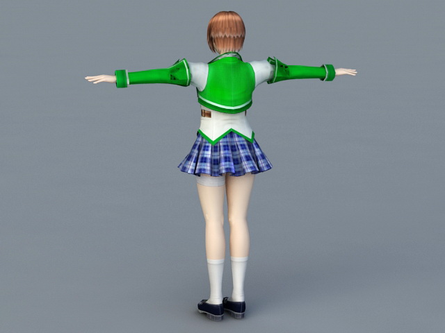 Sweet Anime School Girl 3d rendering