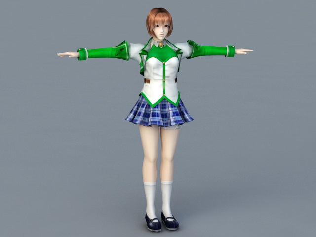 Sweet Anime School Girl 3d rendering