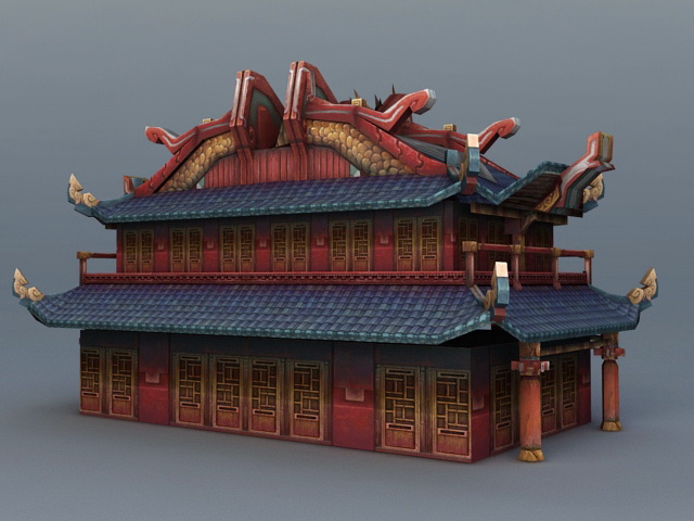 Chinese Ancestral Temple 3d rendering