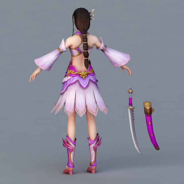 Warrior Woman with Sword 3d rendering