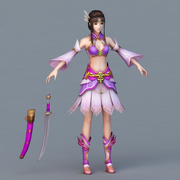 Warrior Woman with Sword 3d rendering
