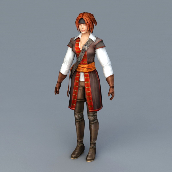 Pretty Female Pirate 3d rendering