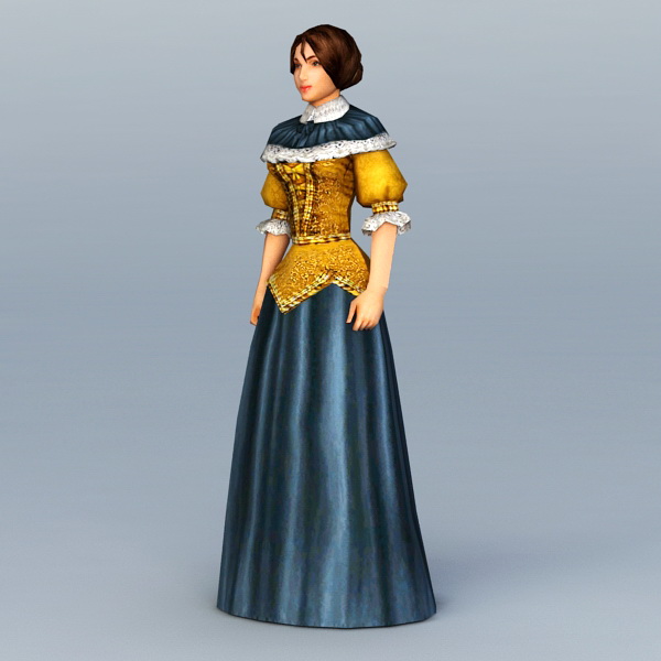 Medieval Young Lady 3d rendering