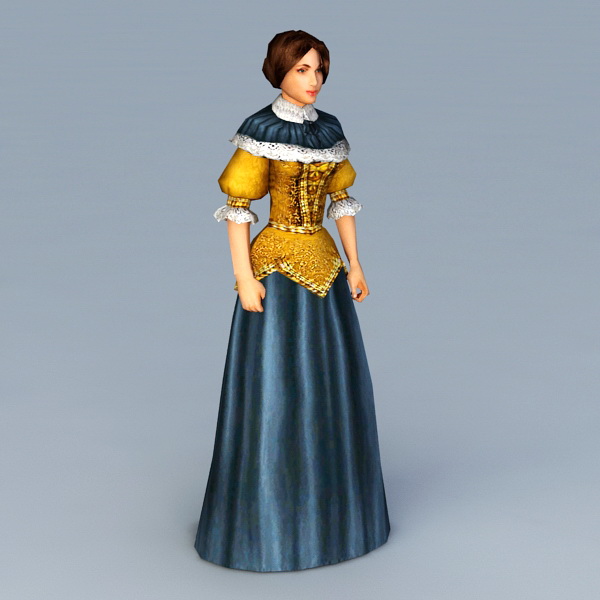Medieval Young Lady 3d rendering