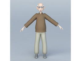 Old Man Cartoon Character Rigged 3d model preview