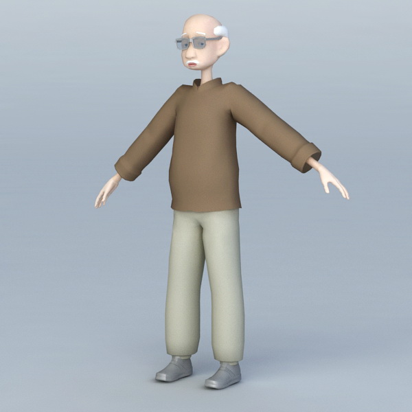 Old Man Cartoon Character Rigged 3d Model 3ds Max Files Free Download