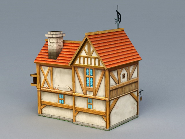 Medieval Town House 3d rendering