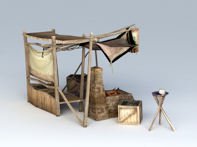 Ancient Chinese Blacksmith Workshop 3d rendering