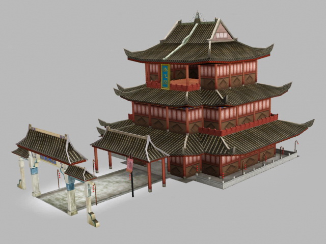 Pavilion of Prince Teng 3d rendering