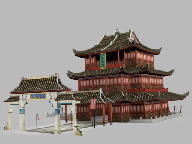 Pavilion of Prince Teng 3d rendering