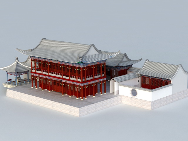 Chinese Courtyard House 3d rendering