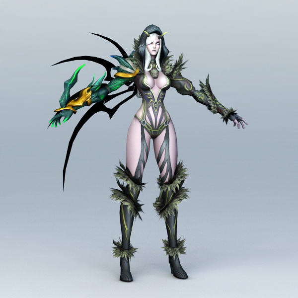 Female Dark Warrior Elf 3d rendering