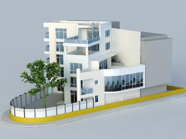 Apartment Building Corner 3d rendering