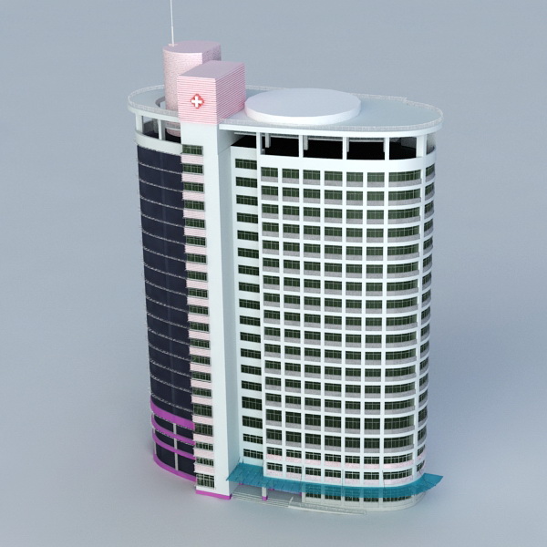 Modern City Hospital 3d rendering