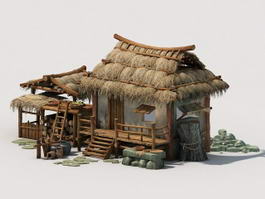 Antique Thatched Cottage 3d preview