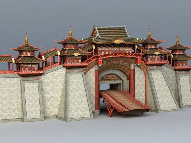 Ancient China City Wall 3d rendering