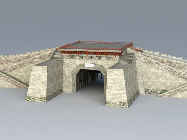 Ancient China City Gate 3d rendering