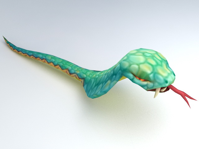 Green Cobra Snake Rigged 3d rendering