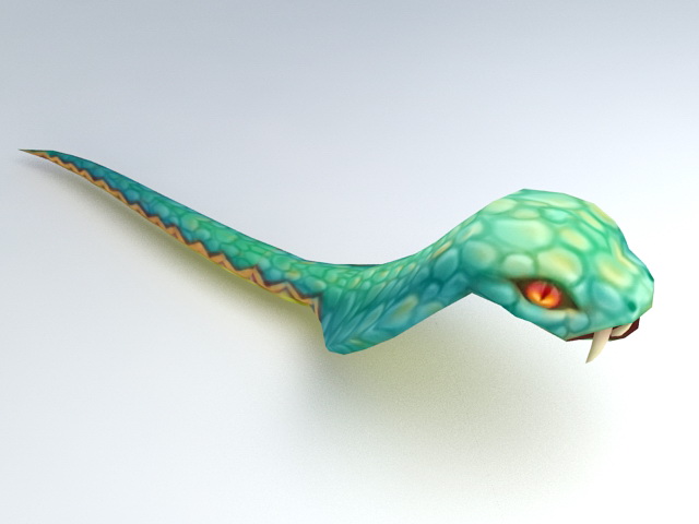 Green Cobra Snake Rigged 3d rendering