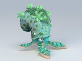 Green Tentacled Monster Rigged 3d model preview