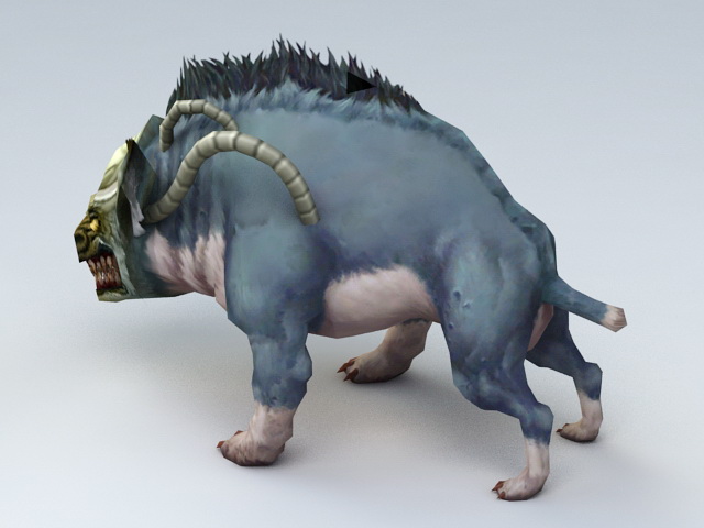 Battle Wild Boar Rigged 3d rendering