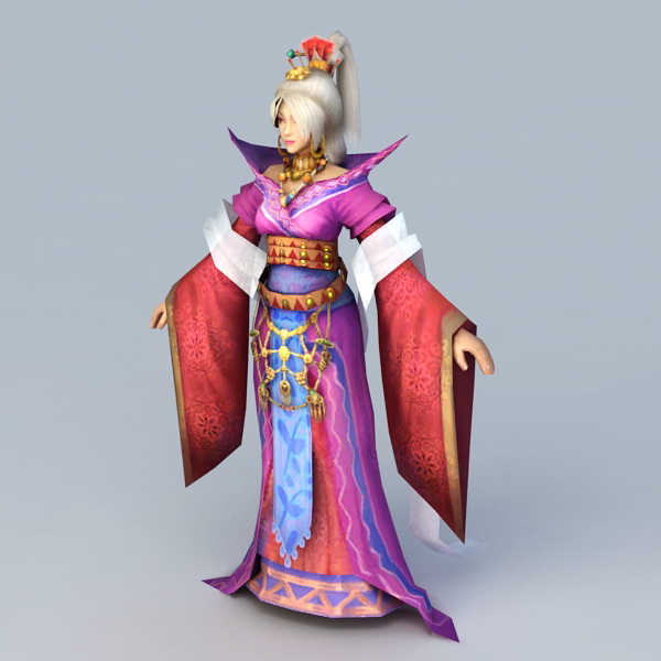 Medieval Chinese Old Lady 3d rendering