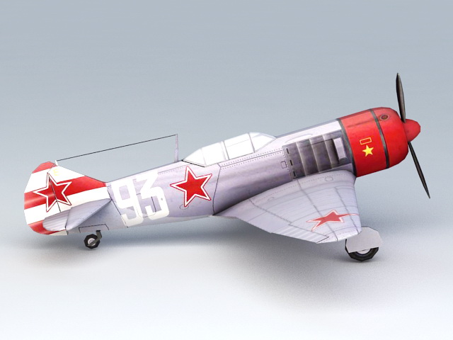 WW2 Soviet Aircraft La-7 3d rendering