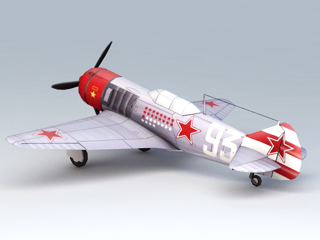 WW2 Soviet Aircraft La-7 3d rendering