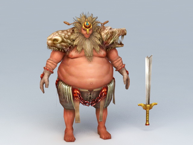 Fat Barbarian Warrior 3D Model.