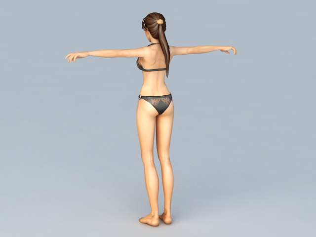 Black Bikini Woman 3d rendering