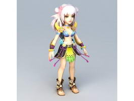 Pretty Anime Girl Fighter 3d model preview