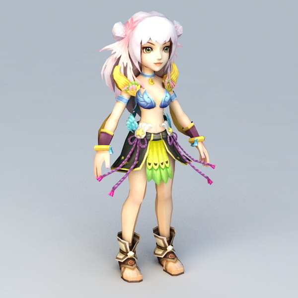 Pretty Anime Girl Fighter 3d rendering